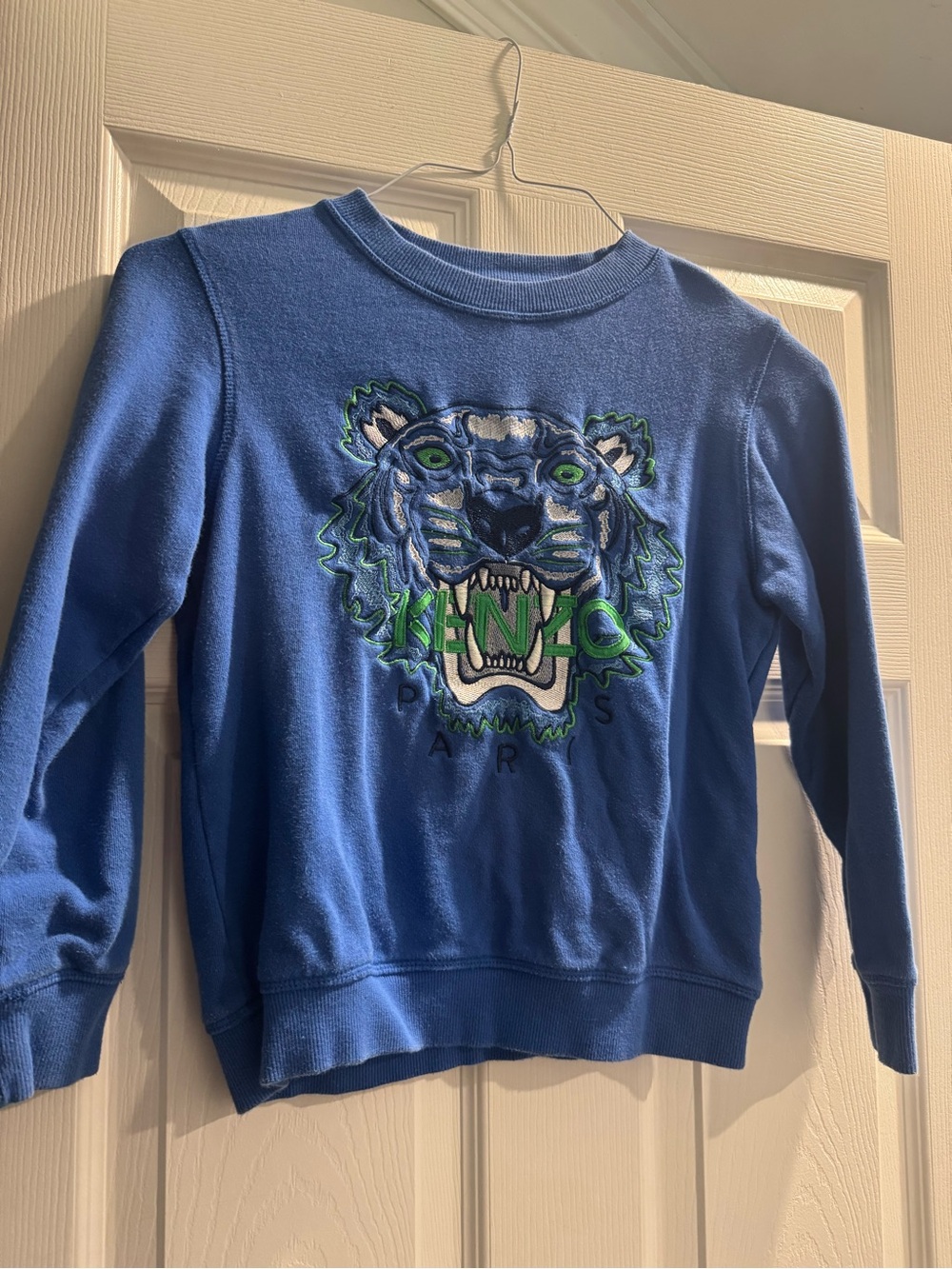 Kenzo Kids Blue Sweatshirt with Embroidered Tiger